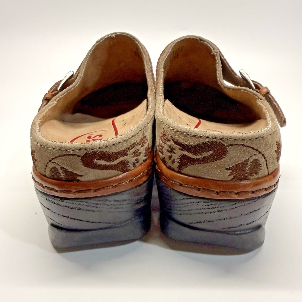 Klogs Footwear Austin Leather Shoes Women 8 W Wide Taupe Suede Leaf Vine Boho - Picture 5 of 13